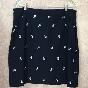 LuLu B short skirt. Dark navy w/white anchors. 14